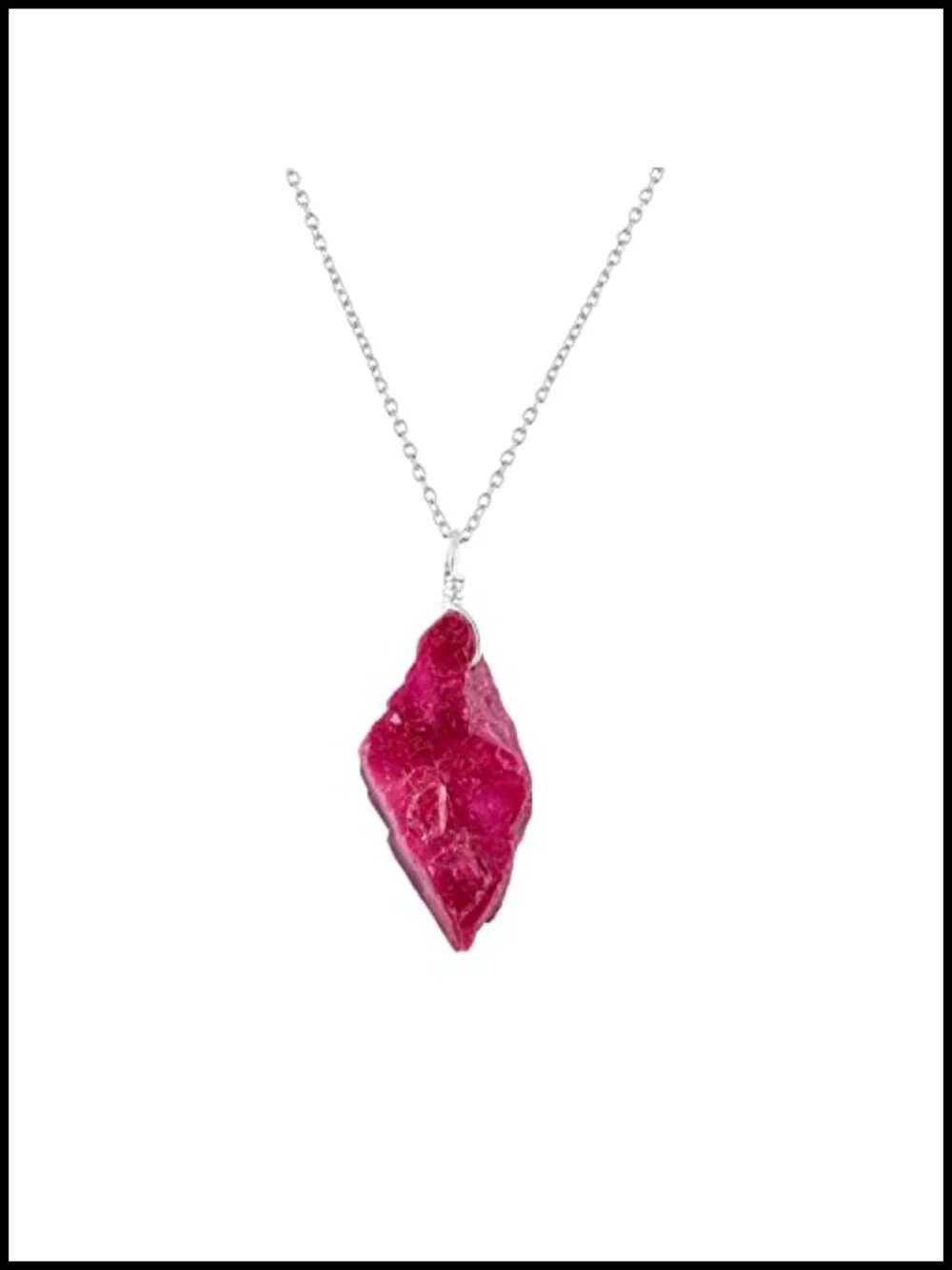 Handmade Raw Ruby Pendant Necklace, 18